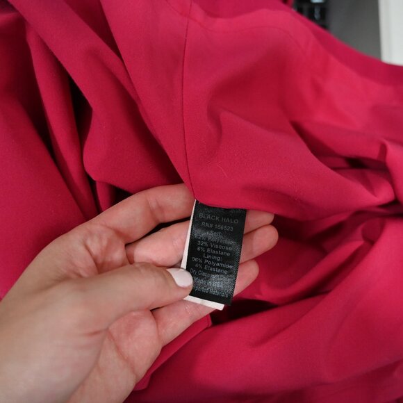 Black Halo Size 8 Pink Fuchsia Corrine Draped Cowl Neck Sheath Dress - Picture 8 of 9